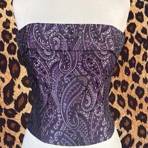 Vintage Scott McClintock Purple Paisley Corset Rhinestop Top S fairy whimsy